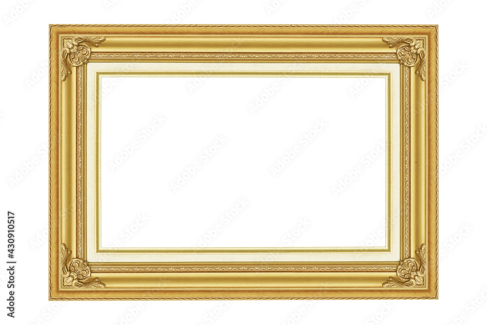 The antique gold frame on the white background The antique gold frame on the white background