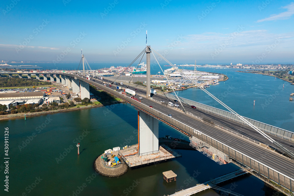 Fototapeta premium Aerial photo of West Gate Bridge in Melbourne