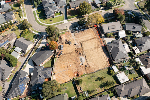 Aerial photo of vacant residential land under development in Australia photo