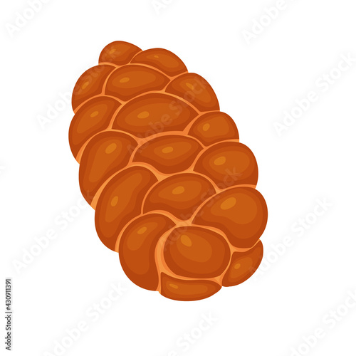 Challah is the national Jewish food. White bread. Vector illustration isolated on white background.