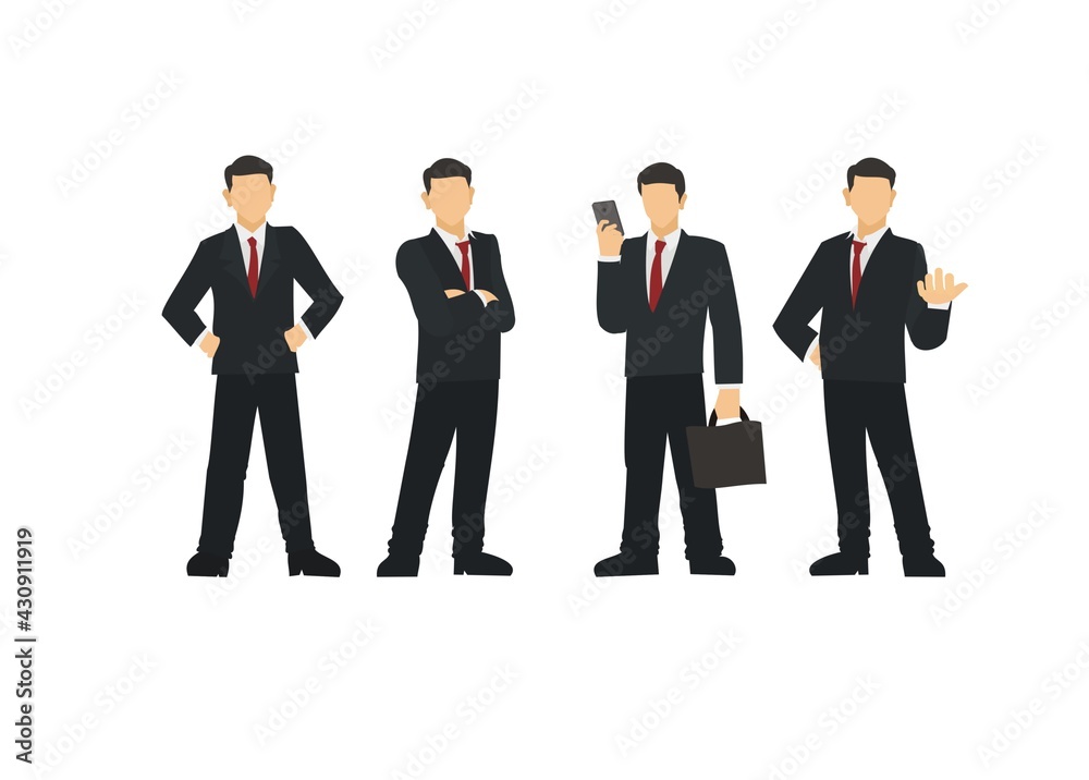 Businessman in various pose. Simple flat illustration. Businessman in various pose. Simple flat illustration.