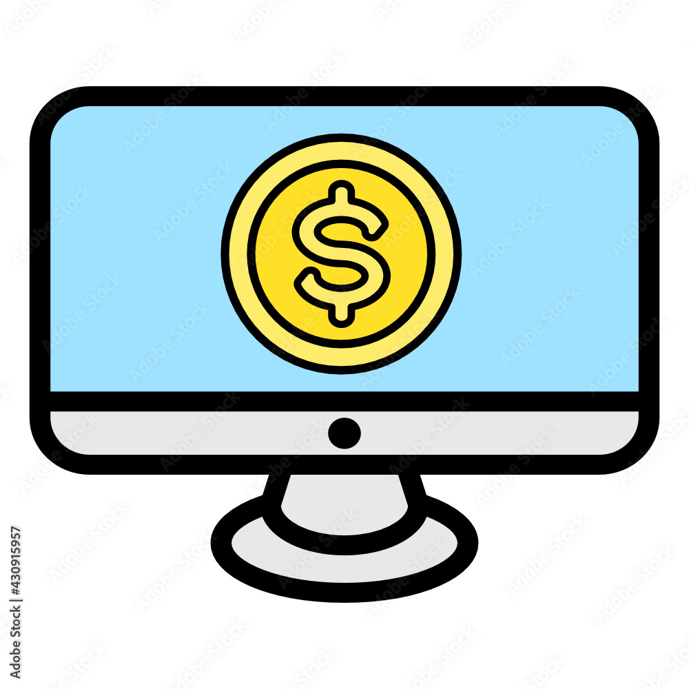 dollar on a computer icon vector dollar on a computer icon vector