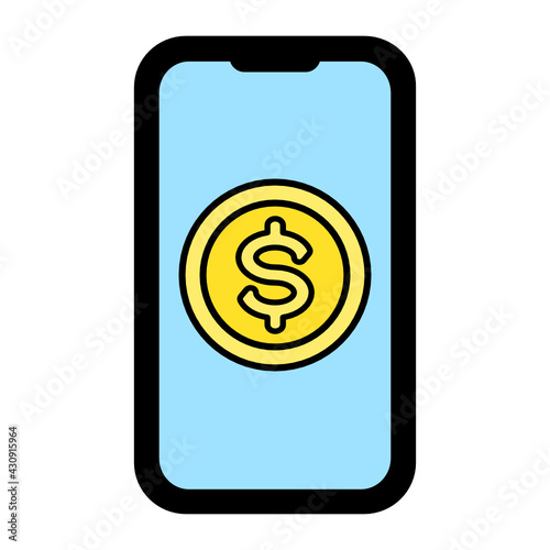 dollar on a smartphone icon vector