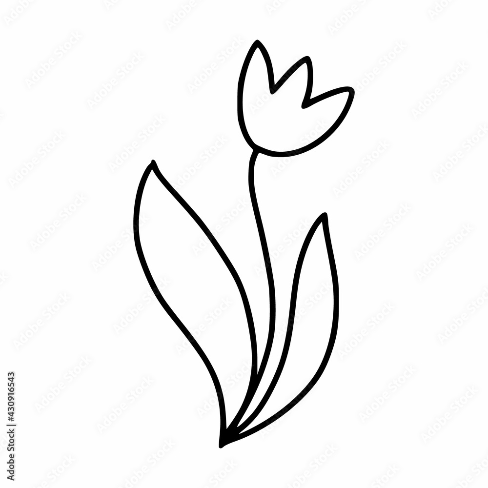Doodle style tulip icon. Sketch of bell flower. Doodle style tulip icon. Sketch of bell flower.