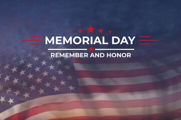 Memorial day card with flag and text