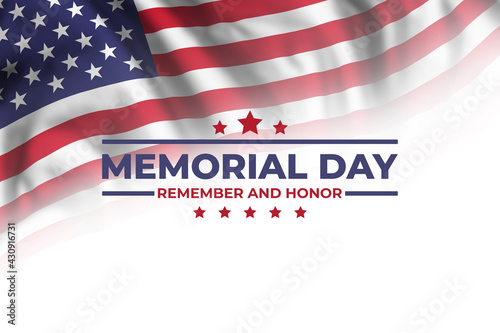 Fotografia Memorial day card with flag and text