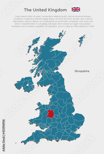 Divided map United Kingdom and region Shropshire