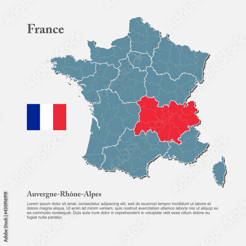 Vector map country France, Auvergne French Alpes