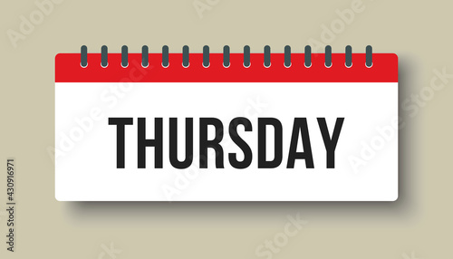 Vector icon page calendar, day of week Thursday