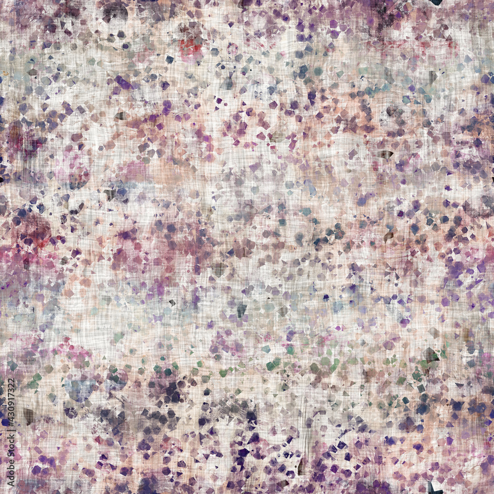 Seamless purple and cream textured mixed media pattern print. High quality illustration. Artistic digital faux collage or paint design for print for surface design in any application.