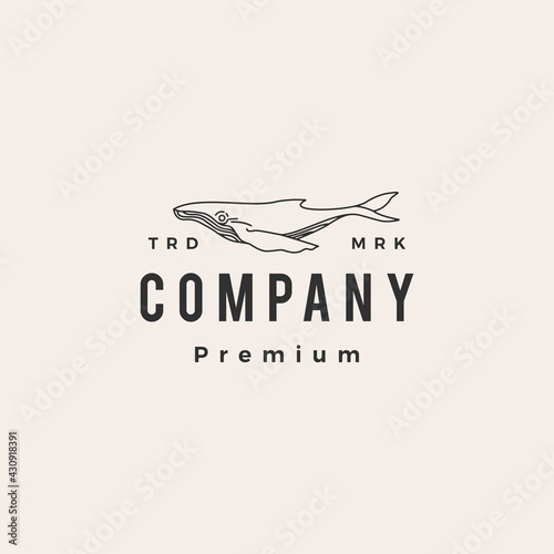 humpback whale hipster vintage logo vector icon illustration