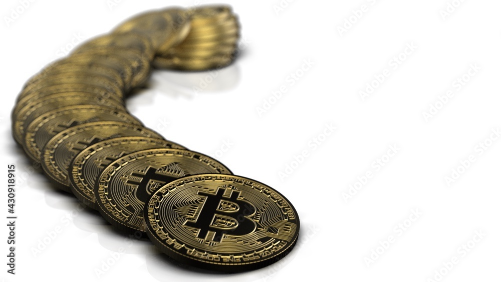 Bitcoin with white background. Physical bit coin. Digital currency. Cryptocurrency. Golden coin with bitcoin symbol. 3D CG. 3D illustration. Bitcoin with white background. Physical bit coin. Digital currency. Cryptocurrency. Golden coin with bitcoin symbol. 3D CG. 3D illustration.