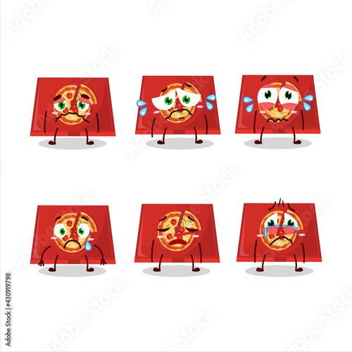 Fototapeta Naklejka Na Ścianę i Meble -  Pizza box cartoon character with sad expression