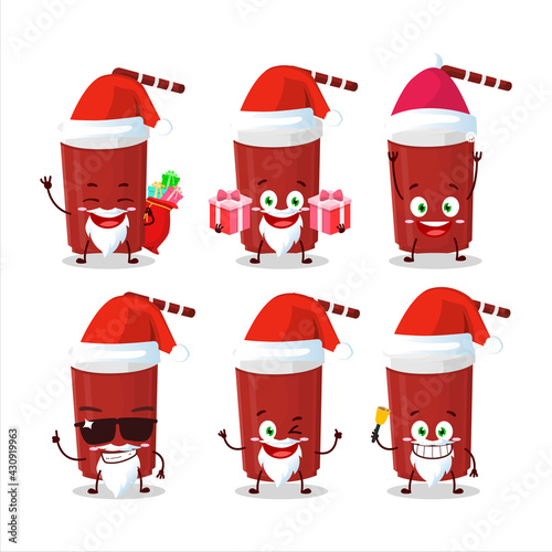 Santa Claus emoticons with red cardboard cup cartoon character