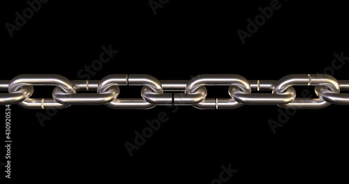 Chain Breaking in Motion. 3d Rendering. Alpha Channel is included.