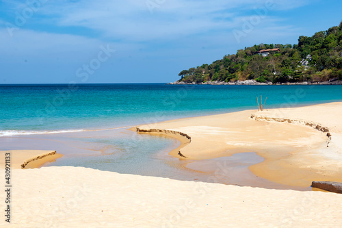 Fototapeta Naklejka Na Ścianę i Meble -  Scenic seascape of Andaman Sea at Karon beach in summer, Phuket, Thailand