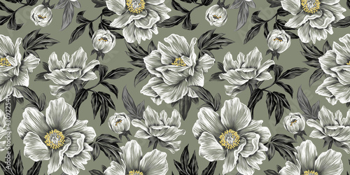 Seamless pattern with flowers. Design for wallpaper, fabric, wrapping paper, cover art and more. 