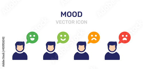 Level of human mood from happy to unhappy icon vector illustration.