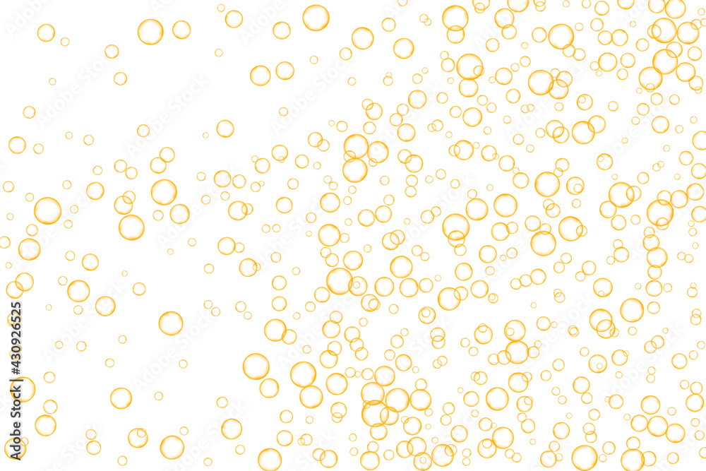 Golden air Bubbles, oxygen, champagne crystal clear isolated on white background modern design. Vector illustration of EPS 10. Golden air Bubbles, oxygen, champagne crystal clear isolated on white background modern design. Vector illustration of EPS 10.