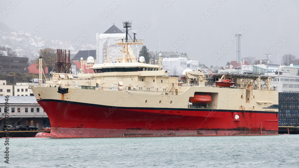Norwegian Research vessel is moored in Bergen port