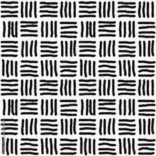 Seamless pattern. Black lines  dashes on a white background. 