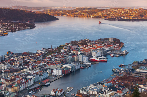 Norway, Bergen Havn. Aerial view