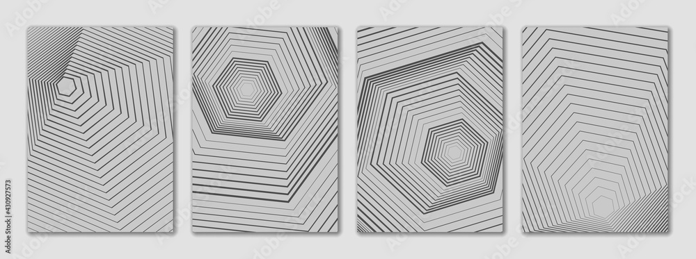 Brochure flyer design, vector background. Vertical a4 format. Geometric abstraction, shades of gray.
