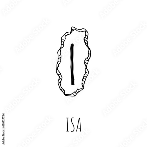 Isa rune written on a stone. Vector illustration. Isolated on white.