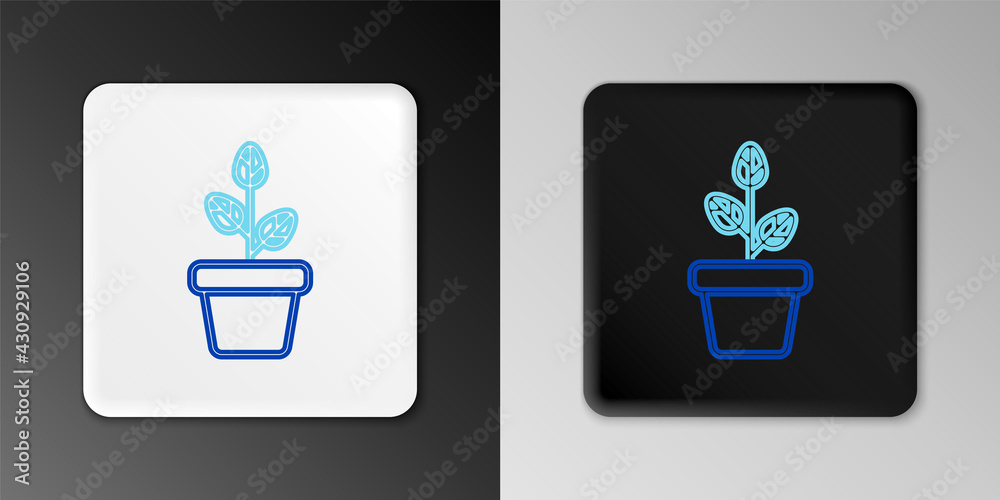 Line Flowers in pot icon isolated on grey background. Plant growing in a pot. Potted plant sign. Colorful outline concept. Vector
