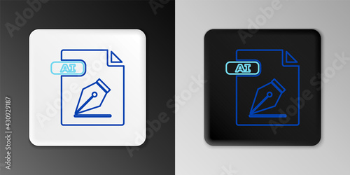 Line AI file document. Download ai button icon isolated on grey background. AI file symbol. Colorful outline concept. Vector