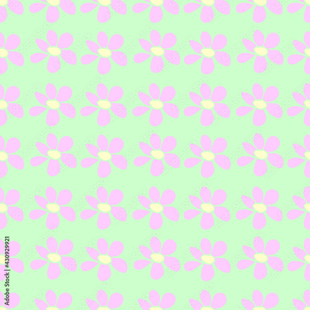 Vector simple primitive floral seamless pattern. Cute endless print with flowers in flat style