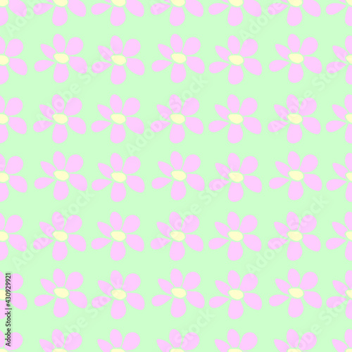 Vector simple primitive floral seamless pattern. Cute endless print with flowers in flat style