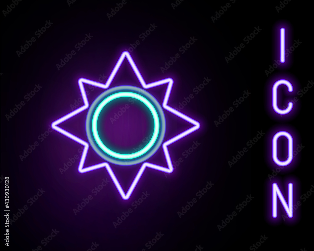 Glowing neon line Sun icon isolated on black background. Colorful outline concept. Vector Glowing neon line Sun icon isolated on black background. Colorful outline concept. Vector
