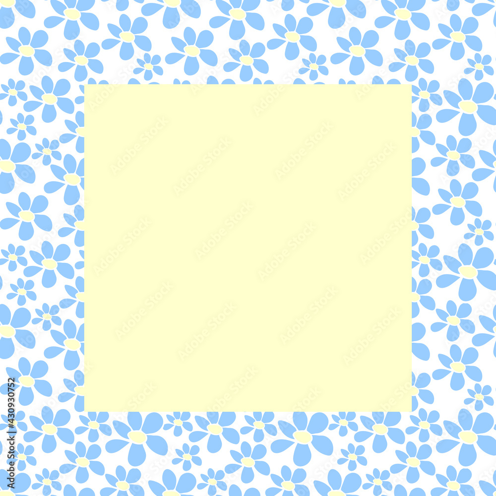 Vector frame, border with flowers in flat style. Cute simple summer background, decoration for invitation, greeting card, wedding Vector frame, border with flowers in flat style. Cute simple summer background, decoration for invitation, greeting card, wedding