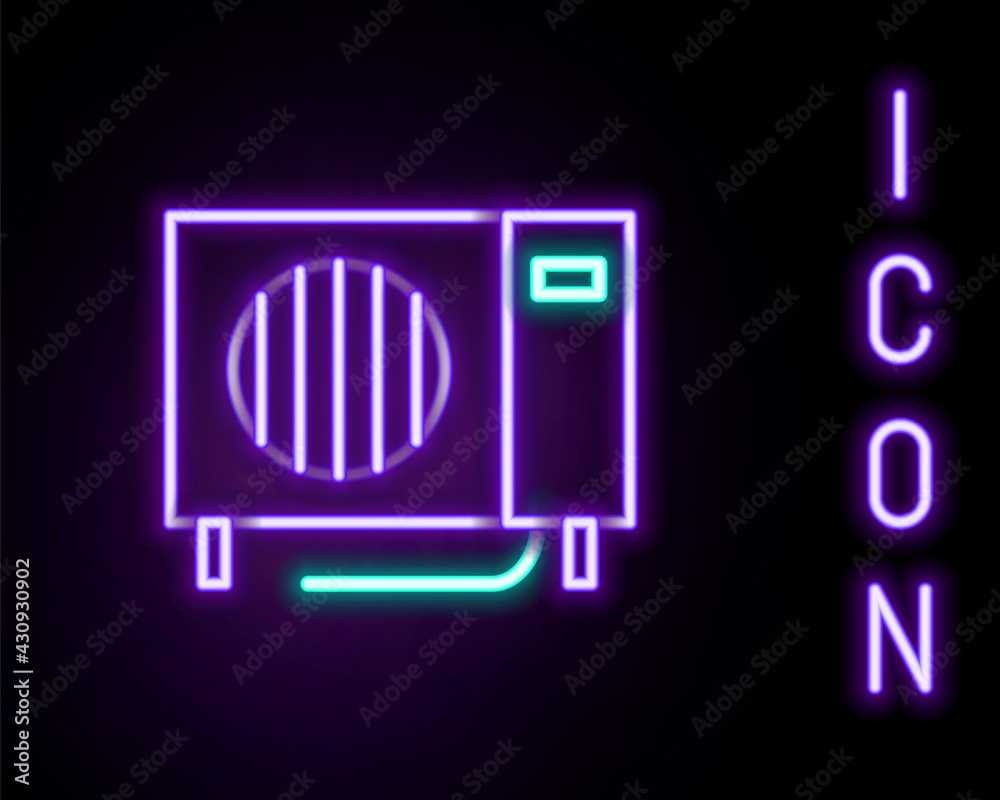 Glowing neon line Air conditioner icon isolated on black background. Split system air conditioning. Cool and cold climate control system. Colorful outline concept. Vector Glowing neon line Air conditioner icon isolated on black background. Split system air conditioning. Cool and cold climate control system. Colorful outline concept. Vector