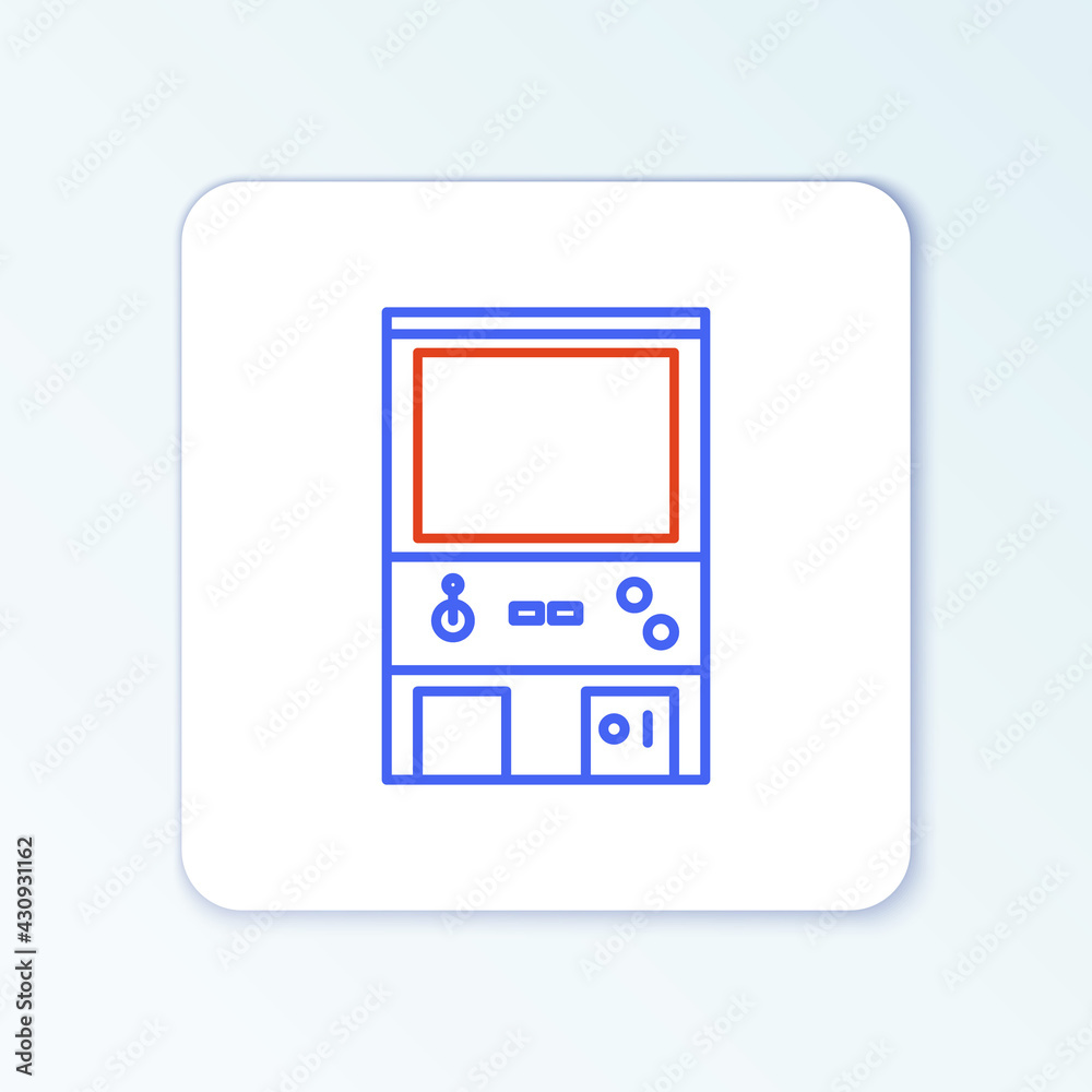 Line Retro arcade game machine icon isolated on white background. Colorful outline concept. Vector Line Retro arcade game machine icon isolated on white background. Colorful outline concept. Vector