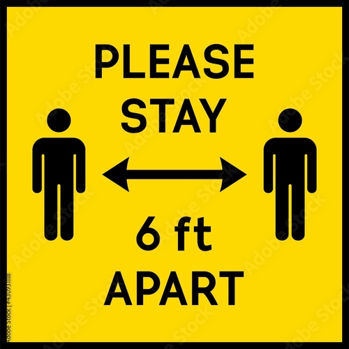 Please stay 6 feet apart,social distancing warning icon,vector,Preventing covid-19 coronavirus.