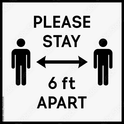 Please stay 6 feet apart,social distancing warning icon,vector,Preventing covid-19 coronavirus.
