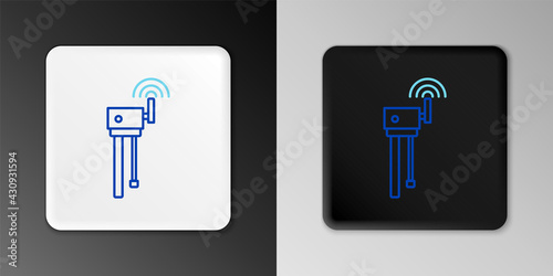 Line Router and wi-fi signal symbol icon isolated on grey background. Wireless ethernet modem router. Computer technology internet. Colorful outline concept. Vector