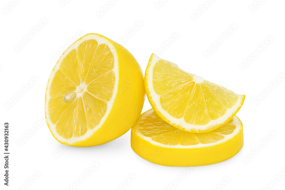Slices of lemon isolated on white background