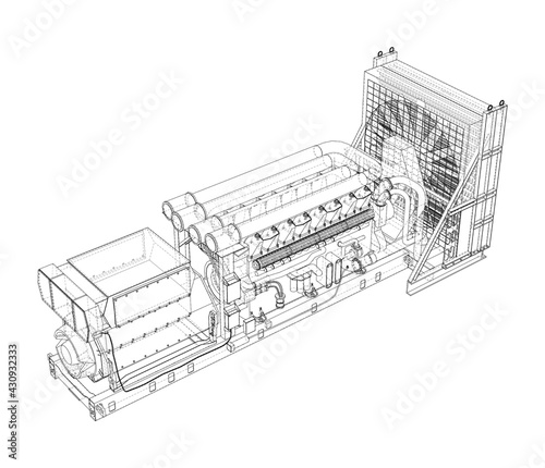 Large industrial diesel generator. Vector