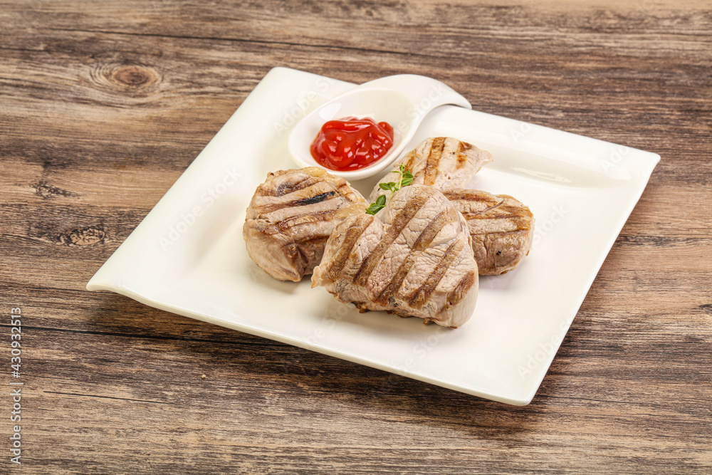 Grilled pork tenderlion with tomato sauce Grilled pork tenderlion with tomato sauce
