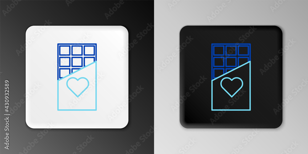 Line Chocolate bar icon isolated on grey background. Valentines day symbol. Colorful outline concept. Vector Line Chocolate bar icon isolated on grey background. Valentines day symbol. Colorful outline concept. Vector