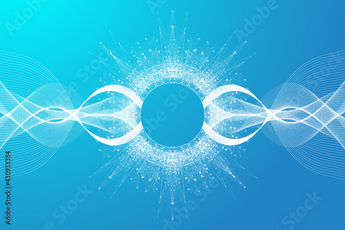 Science information banner template background for your presentation, posters, flyer, brochure, book cover, banners. Scientific or chemistry concept. Scientific vector illustration.