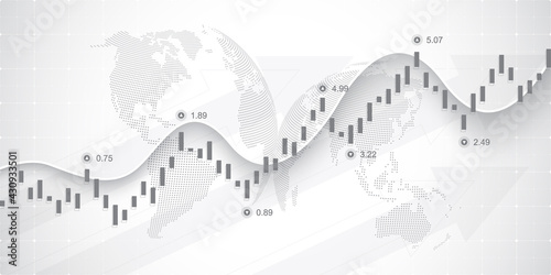 Stock market and exchange. Business Candle stick graph chart of stock market investment trading. Stock market data. Bullish point, Trend of graph. Vector illustration