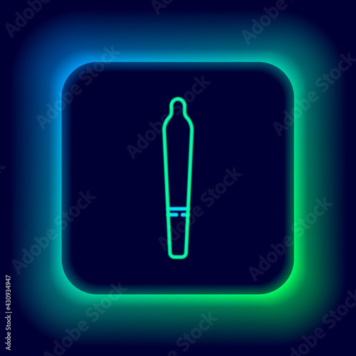 Glowing neon line Marijuana joint, spliff icon isolated on black background. Cigarette with drug, marijuana cigarette rolled. Colorful outline concept. Vector