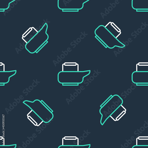 Line Bedpan icon isolated seamless pattern on black background. Toilet for bedridden patients. Vector