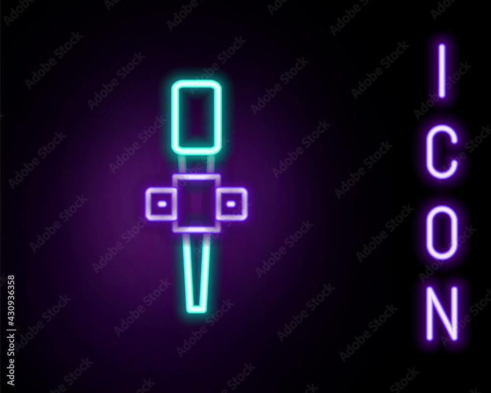 Glowing neon line Torch flame icon isolated on black background. Symbol fire hot, flame power, flaming and heat. Colorful outline concept. Vector