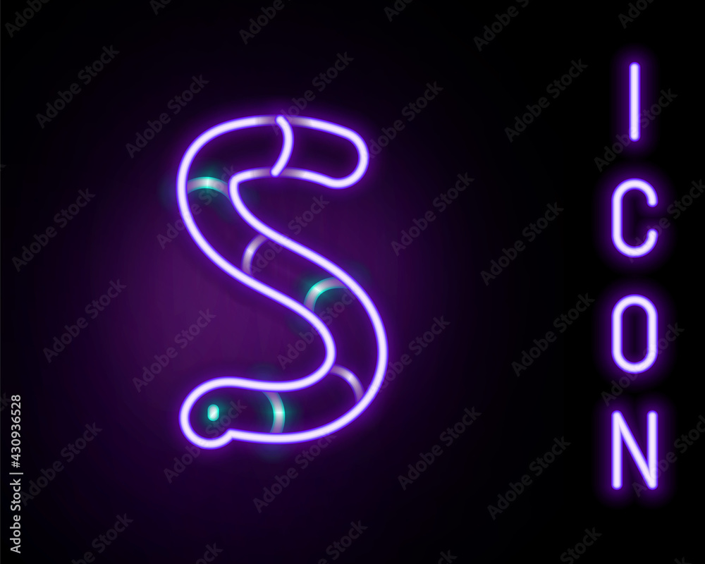 Glowing neon line Worm icon isolated on black background. Fishing tackle. Colorful outline concept. Vector Glowing neon line Worm icon isolated on black background. Fishing tackle. Colorful outline concept. Vector