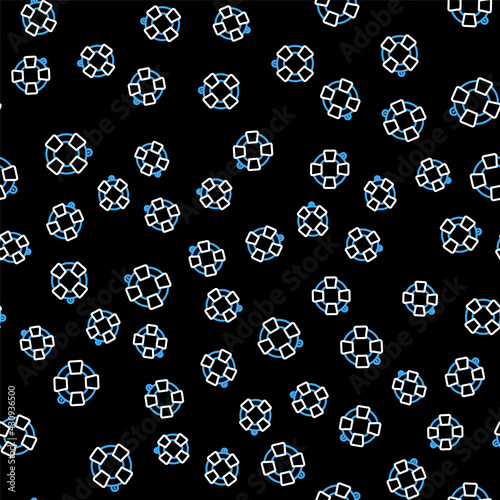Line Lifebuoy icon isolated seamless pattern on black background. Lifebelt symbol. Vector